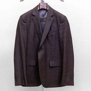 John Varvatos Mens Black Plaid Slim Fit